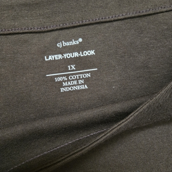 CJ Banks Brown 3/4 Sleeve Layering T-Shirt Size 1X - Picture 2 of 6